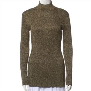 Ozbek vintage luxury metallic gold shimmer turtleneck top made in Italy size 8